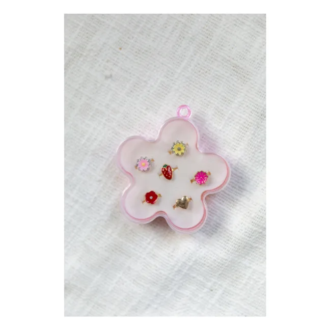 Set di 5 anelli a fiore | Rosa Pallido