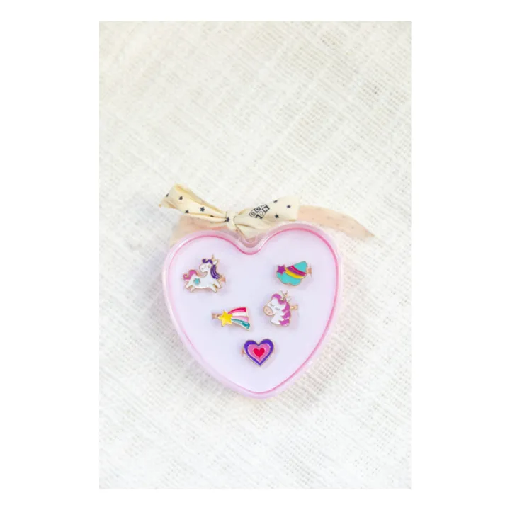 Juego de 5 anillos corazón | Lila- Imagen del producto n°1