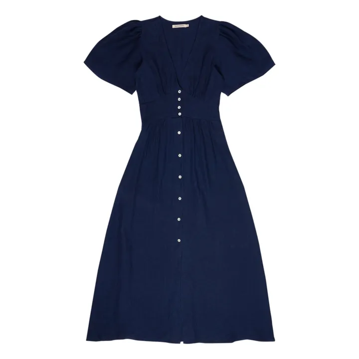 Hera 2 Linen Dress - Women's collection | Navy blue- Product image n°0
