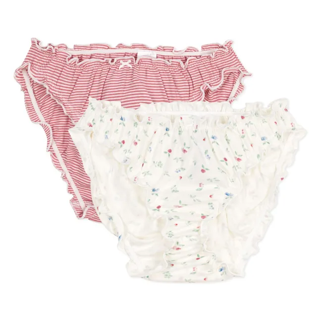 Set di 2 slip in cotone biologico a balze | Rosa antico