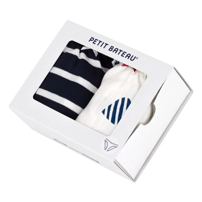 Set di 2 slip in cotone biologico a balze | Ecru
