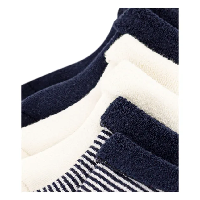 Set of 3 Striped Bouclette Socks | Navy blue
