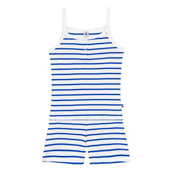 Pyjashort à Bretelles Brown Coton Bio | Bleu- Image produit n°2