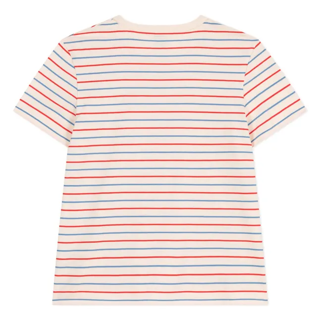 T-Shirt Streifen Jersey Leicht Bio | Cremefarben