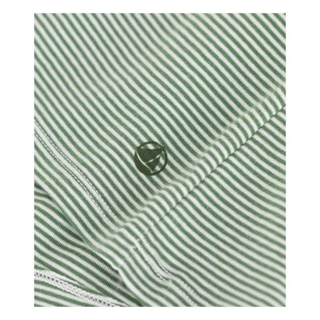 Camiseta de algodón ecológico Milleraie Stripes | Verde