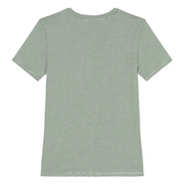 Camiseta de algodón ecológico Milleraie Stripes | Verde