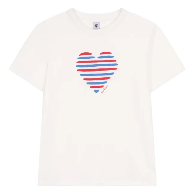 T-Shirt Herz Jersey Leicht Bio | Weiß