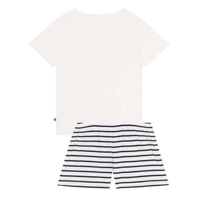 Pyjashort Brune Coton Bio | Bleu marine