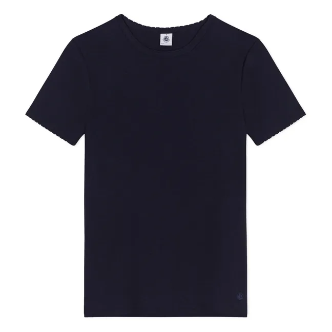 Camiseta de algodón ecológico Point Cocotte | Azul Marino