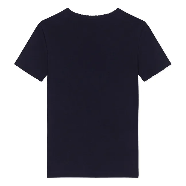 Camiseta de algodón ecológico Point Cocotte | Azul Marino