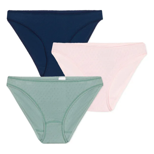 Set di 3 mutandine in cotone biologico | Blu marino