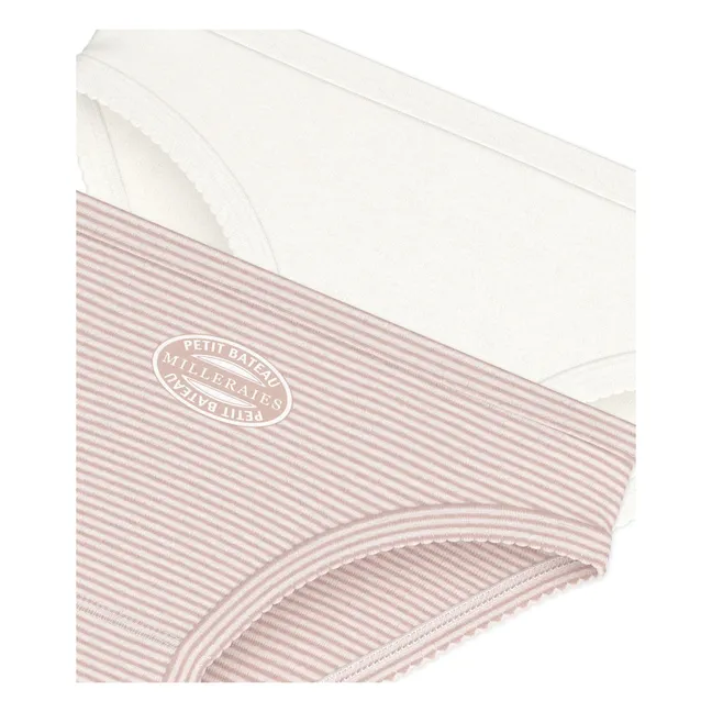 Set of 2 Striped Organic Cotton Briefs | Dusty Pink