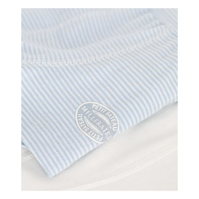 Lot 2 Boxers Rayés Coton Bio | Bleu ciel