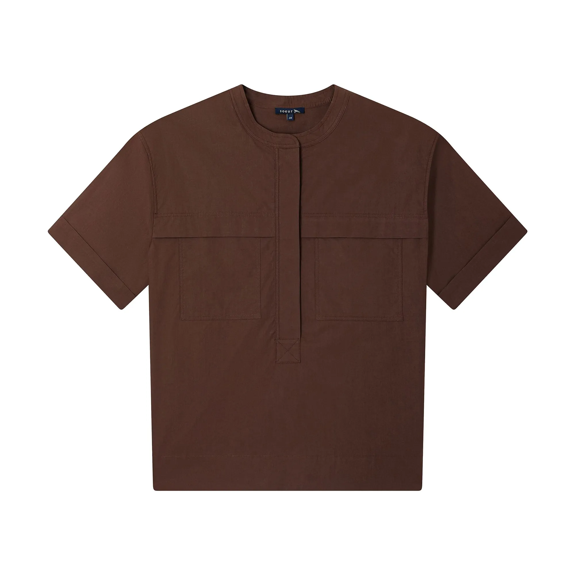 Soeur Chocolate Tegan Cotton Poplin Blouse
