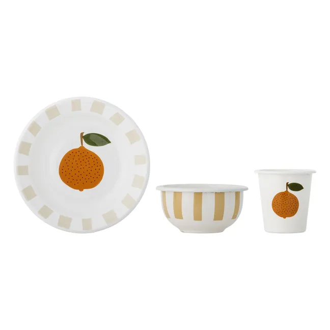 Agnès enamel crockery set | White