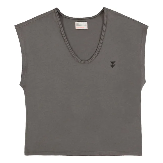 Camille Famiglia Cotton and Linen tank top | Dark grey