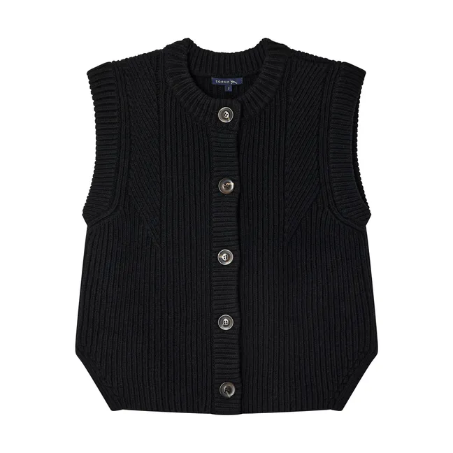 Amore Wool Sleeveless Vest | Black