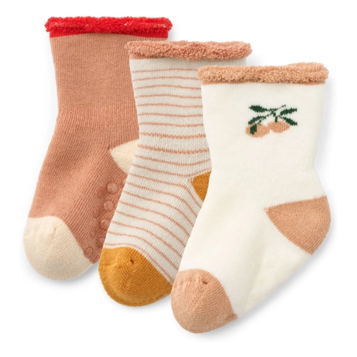 Lot 3 Chaussettes Eloy Pêche Antidérapantes | Rose pêche- Image produit n°0