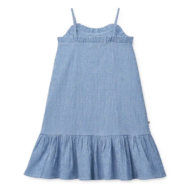 Abito Sophia in cotone organico seersucker | Blu
