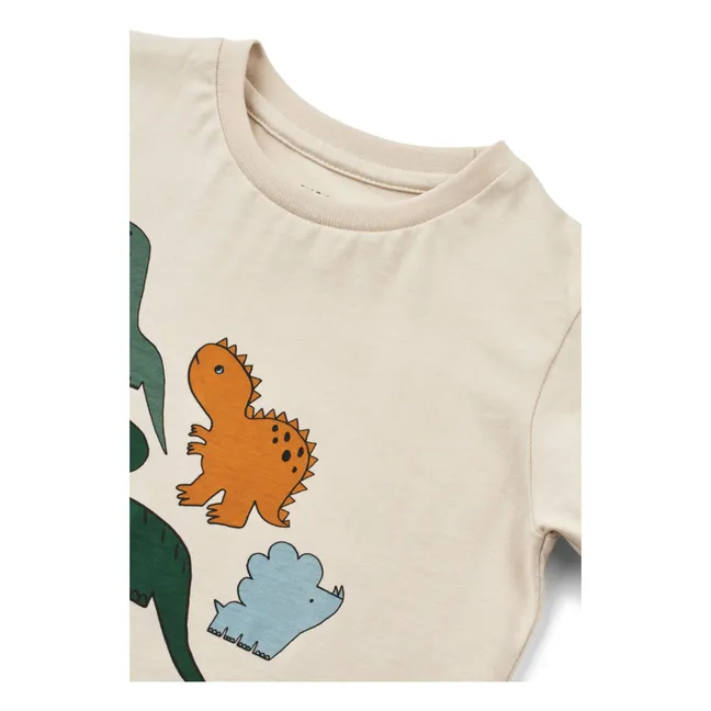 Camiseta de algodón ecológico Apia Dinosaur | Crema