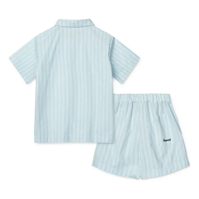 Conjunto de camisa y pantalón corto de algodón ecológico Leona | Azul Cielo
