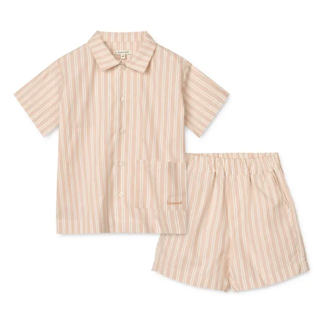 Conjunto de camisa y pantalón corto de algodón ecológico Leona | Rosa Melocotón
