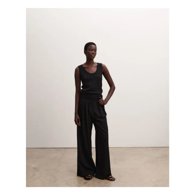 Camiseta de punto de seda y algodón | Negro