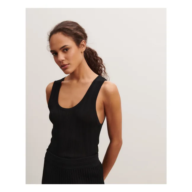 Camiseta de tirantes acanalada | Negro