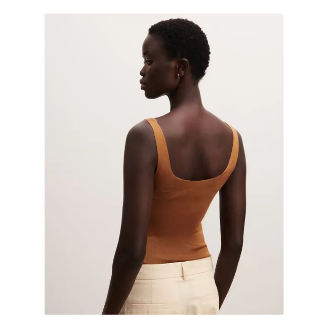 Seamless silk and cashmere tank top | Light brown