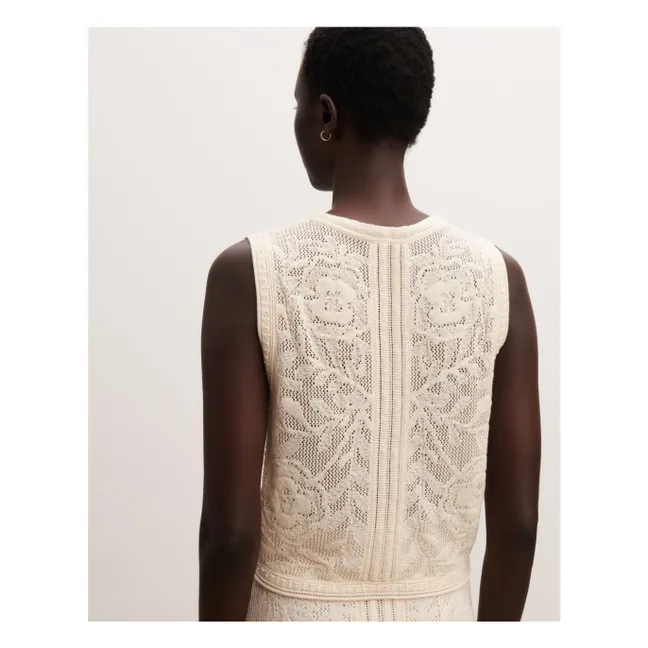 Top Pointelle Florale Silk and Cashmere | Natural