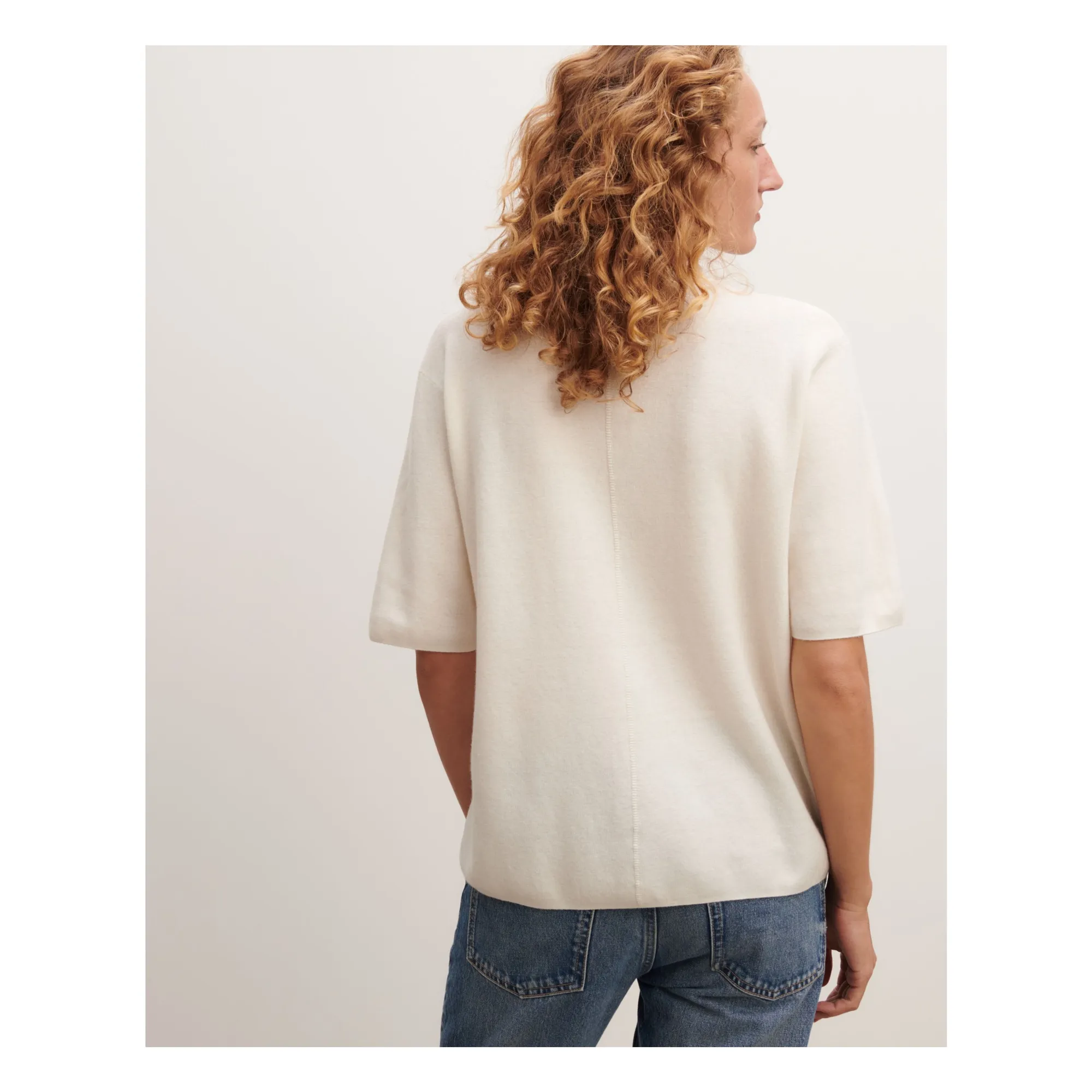 T-shirt Ample Minimaliste Coton et Cachemire | Naturel- Image produit n°2
