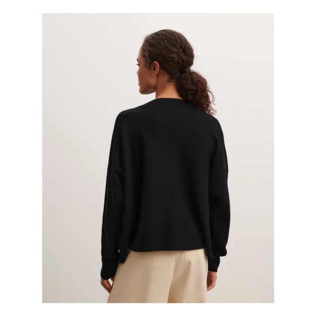 Chaqueta oversize minimalista de algodón y cachemira | Negro