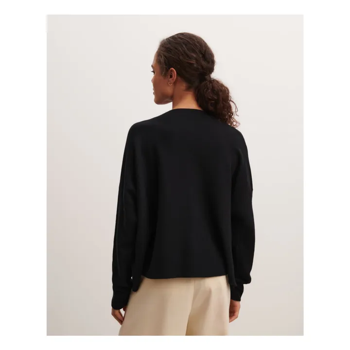 Minimalist Oversize Cotton and Cashmere Cardigan | Black- Product image n°2