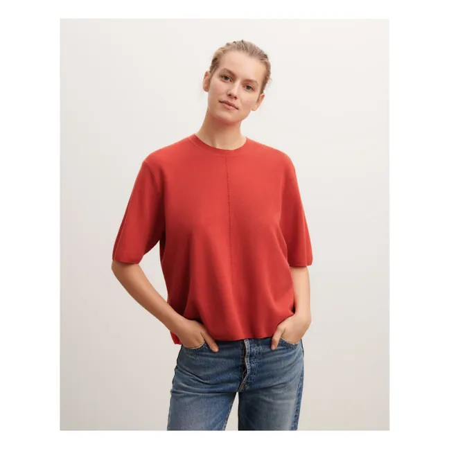 Camiseta slim fit de algodón y cachemira | Rojo