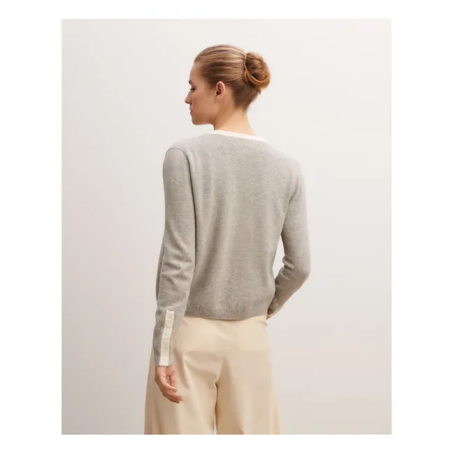 Cardigan Finitions Contrastées Cachemire | Gris argent
