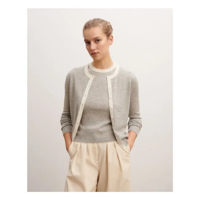 Cardigan Finitions Contrastées Cachemire | Gris argent