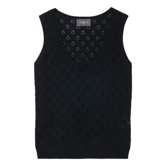 Tanktop Pointelle Seide und Baumwolle | Schwarz