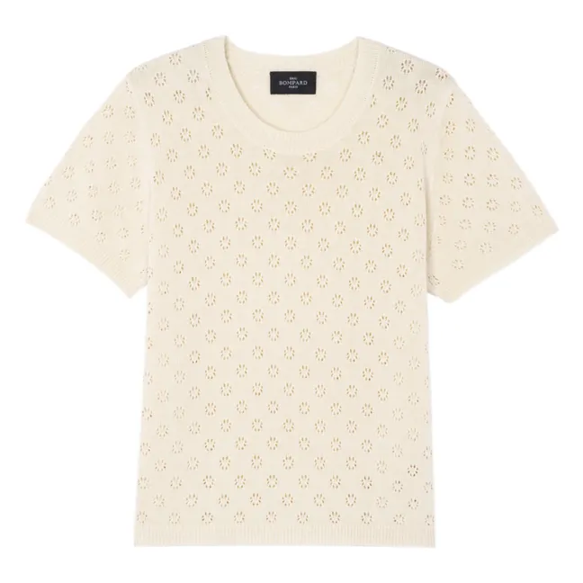 Pullover Pointelle Seide und Baumwolle | Natur