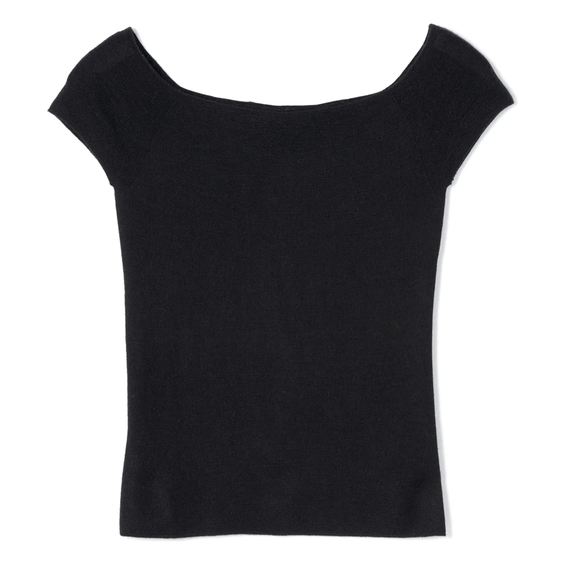 Bompard Women's Black Cashmere And Silk Bardot Collar Knit Top