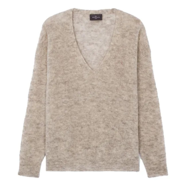 Baby Alpaca and Cashmere Oversized V-Neck Sweater | Silver grey