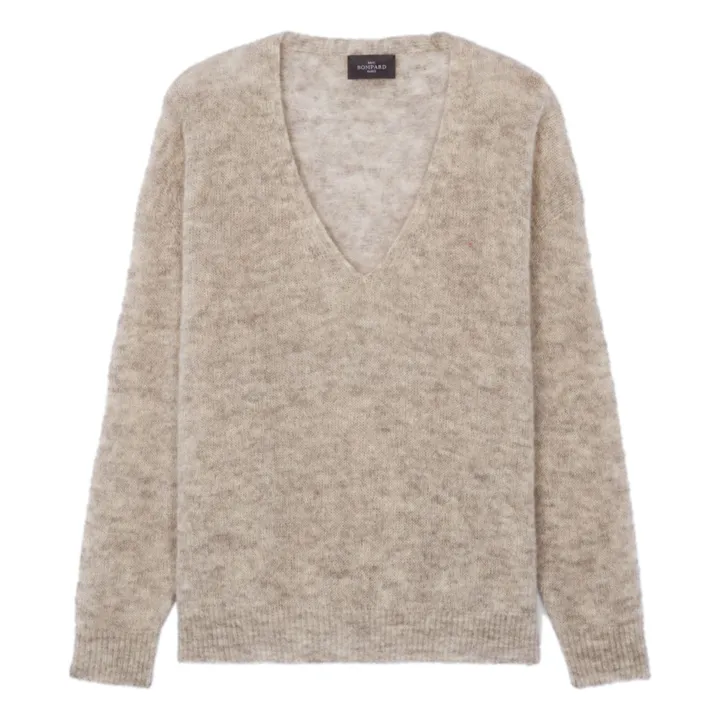 Baby Alpaca and Cashmere Oversized V-Neck Sweater | Silver grey- Product image n°0