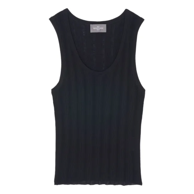 Camiseta de tirantes acanalada | Negro
