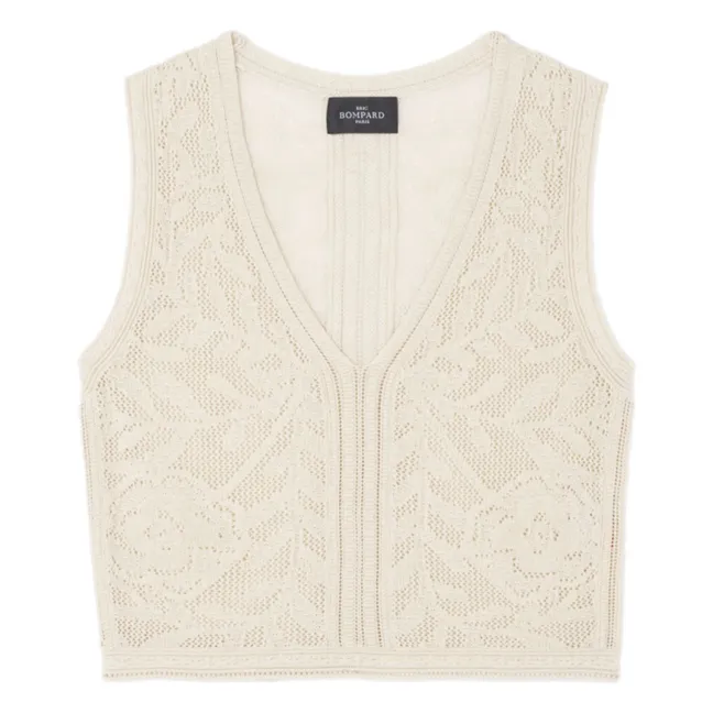 Top Pointelle Florale Silk and Cashmere | Natural