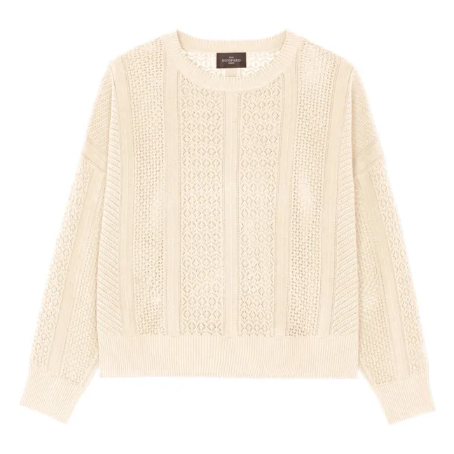 Jersey oversize de seda y cachemira con patchwork Pointelle | Natural
