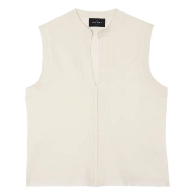 Top minimalista de algodón y cachemira con cuello tunecino | Natural