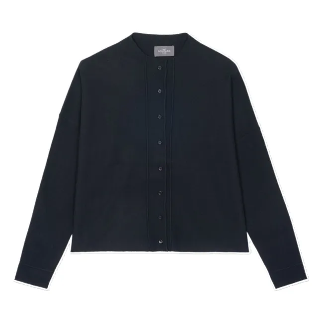 Chaqueta oversize minimalista de algodón y cachemira | Negro