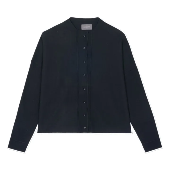 Minimalist Oversize Cotton and Cashmere Cardigan | Black- Product image n°0