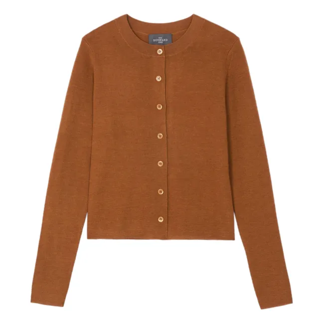 Cardigan Maille Unie Cachemire et Soie | Marron clair 