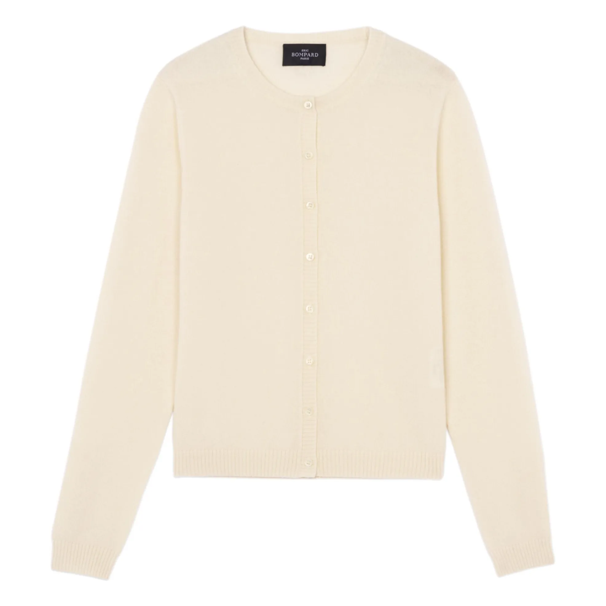 Bompard Women's Cream Cashmere Buttoned Sleeve Cardigan