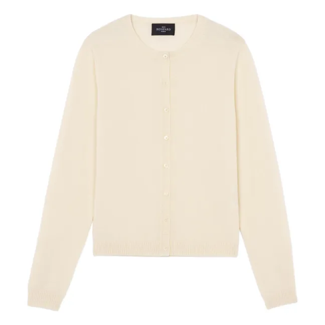 Cashmere Buttoned Sleeve Cardigan | Natural